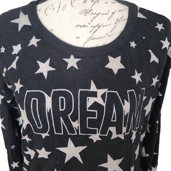 Chaser Ladies Size Medium Soft Black Fleece Dream Top with Silver Stars - Picture 3 of 5